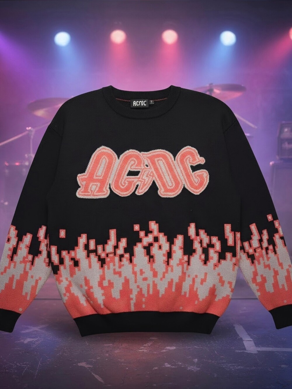 AC/DC Black Sweatshirt with Pink Accent Logo